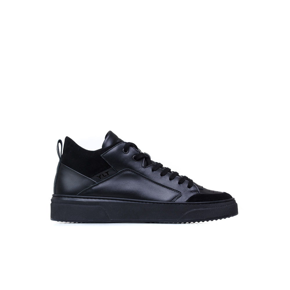 black mid Italian leather sneakers 