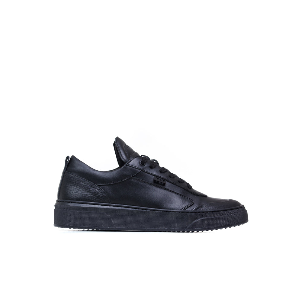 triple black calf italian leather sneaker made in Napoli