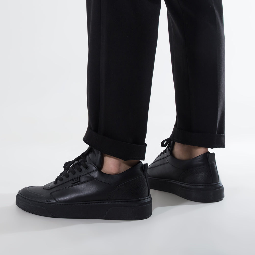 triple black leather turn and stitch toe contrast handcrafted footwear in Italy