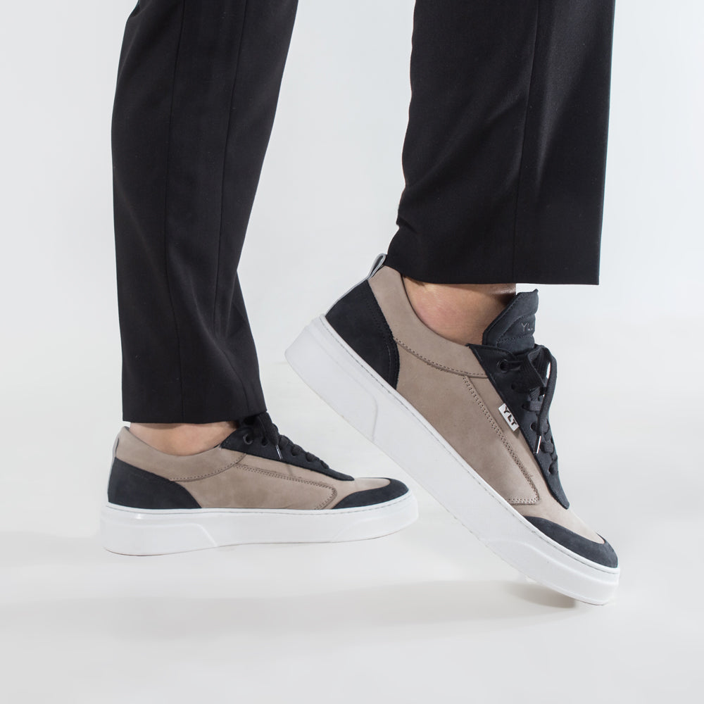 sneakers in black cream luxury material handcrafted In Italy