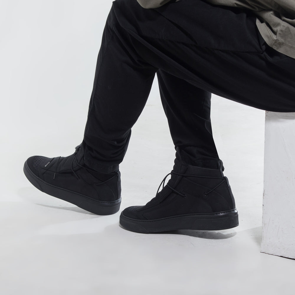 black sneaker boot handcrafted in Napoli minimal design