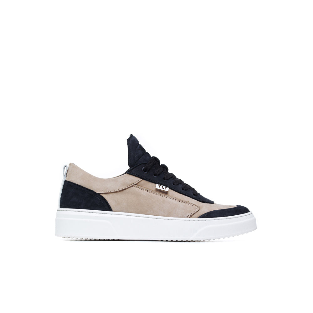 cream and black soft nabuck low italian sneakers