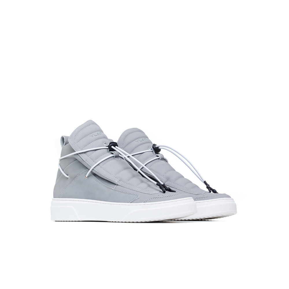 minimal design soft Italian leather grey sneakers boot